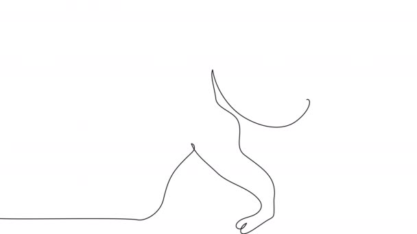 Self Drawing Funny Brown Monkey One Line White Screen Animation — Stock Video