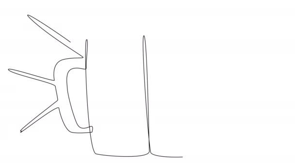 Self Drawing Clattering Beer Glasses Single Line White Screen Animation — Stockvideo