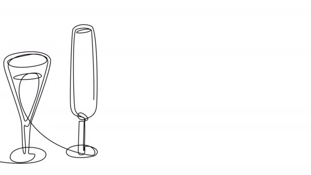 Self Drawing Multi Colored Cocktails Single Line White Screen Animation — Videoclip de stoc