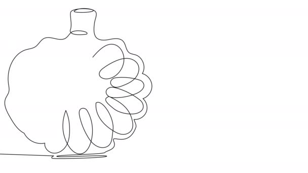 Самостійна Малювання Пляшки Бренді Одній Лінії Білому Екрані Анімація Кольорового — стокове відео