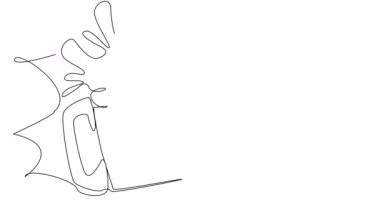 Self-drawing of clattering beer glasses in a single line on a white screen. Animation of colored cartoon alcohol with glasses of beer filling. 4k stock video with alpha channel.