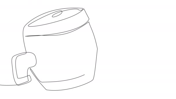 Self Drawing Barrel Beer Goblet Single Line White Screen Stock — Stock video