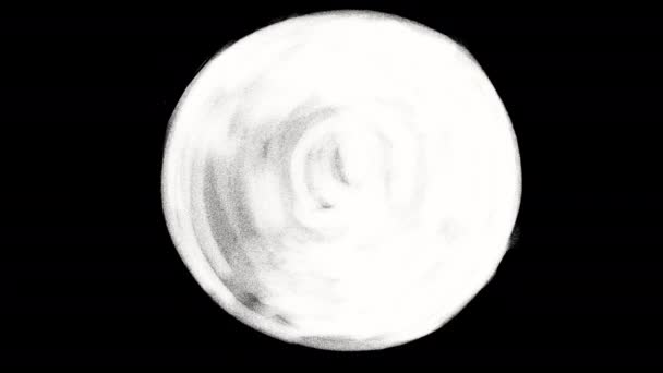White Rotating Circle Manual Drawing Texture Black Screen Abstract Motion — Vídeos de Stock