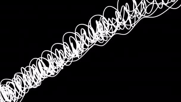 Animation Simple White Smoke Black Screen Doodle Swirling Rising Upwards — Video Stock