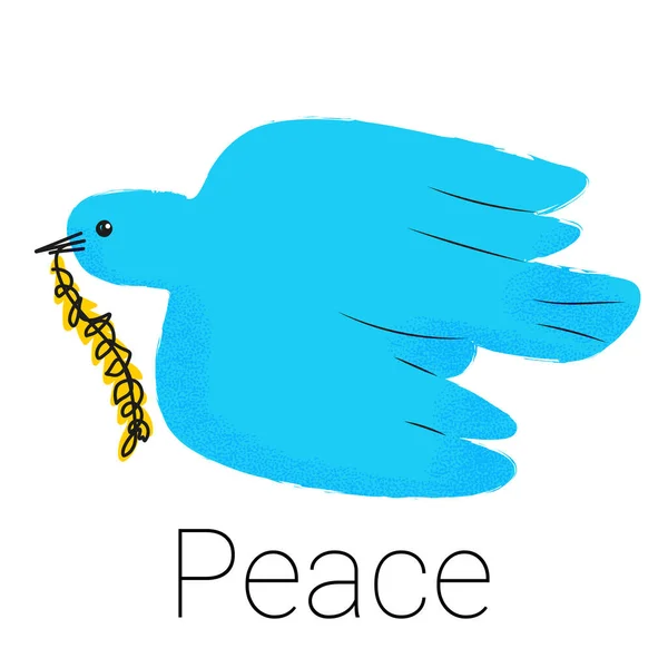 Blue Dove Wheat White Isolate Bird Symbol Peace Vector Illustration — Stockvector