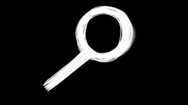 Animation doodle magnifier in search on a black screen. White magnifying glass with a hand-drawn texture. The concept of information retrieval. Stock video in 4k with alpha channel.