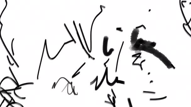 Animate Black Strokes Ink White Background Stock Video Shabby Film — Stock video