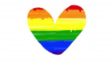 The throbbing heart of LGBT colors on a white screen. The concept of a video of same-sex love. Stock animation of gay and lesbian equality in 4k with alpha channel.