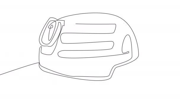 Self Drawing Orange Helmet Single Line White Screen Animation Concept — Vídeo de Stock