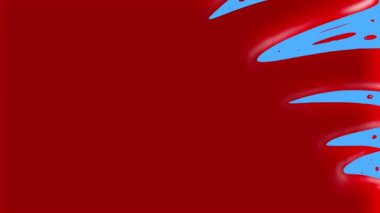 Animation of bloody splashes on a blue screen. A cartoon splash of red liquid. Stock animation of the transition drenched in blood to Halloween Day. 4k filling with burgundy color with alpha channel.