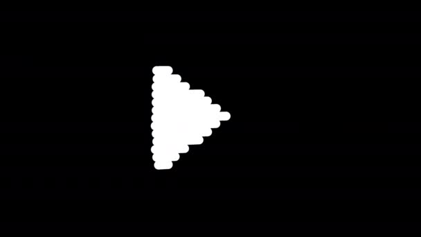 Turning Neon Play Button Airplane Flyover Animation Movement Shining Fighter — Stock video