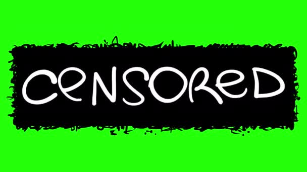 Animation Des Zensurschildes Handzeichnung Auf Einem Grünen Bildschirm Ein Schwarzes — Stockvideo