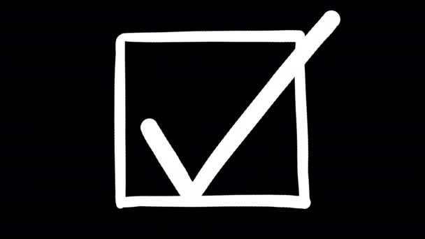 Анимирование Одобряющего Знака Квадрате Белой Линией Черном Фоне Reoodle Icon — стоковое видео