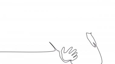 Beyaz perdede tek bir çizgiyle sırtını tutan bir adamın kendini çizimi. Omurganın şiddetli ağrısı kavramı. 4k içinde alfa kanalı ile sırt sorunlarının video sunumunu yap.