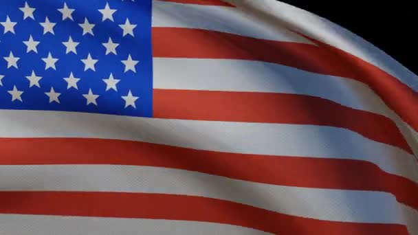 Zwaaien Met Amerikaanse Vlag Een Zwart Scherm Patriottische Amerikaanse Achtergrond — Stockvideo