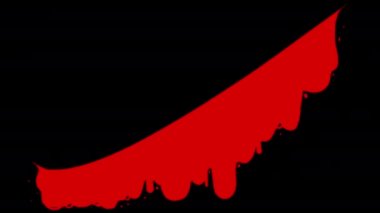 Siyah ekranda kanayan bıçak yarası animasyonları. Derin bir yarayla kılıçla kesmenin etkisi. Alfa kanalıyla 4K 'da öldürme kavramı. Cadılar Bayramı videosu için korku videosu.