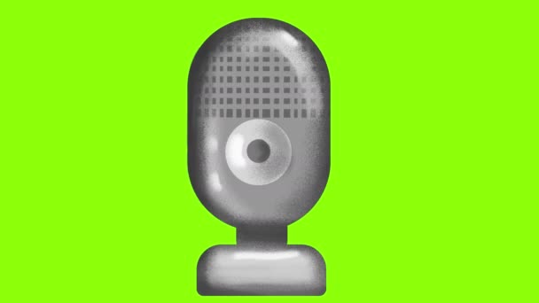 Micrófono Circular Estudio Aparece Una Pantalla Verde Concepto Podcast Anuncio — Vídeo de stock