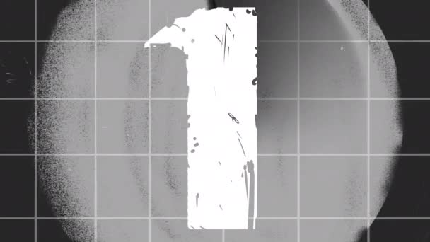 レーダー メッシュ ホワイトの傷を背景に1から10までのレトロカウント ビデオクリップの最初の紹介 破壊とデジタルのテクスチャを持つ4K古いビデオ — ストック動画