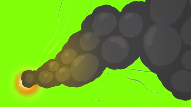 Yeşil Ekranda Büyük Siyah Bir Duman Animasyonu Nesne Ateşinin Çizgi — Stok video