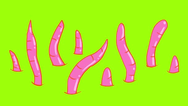 Worms Desenhos Animados Fazer Seu Caminho Através Tela Verde Animação — Vídeo de Stock