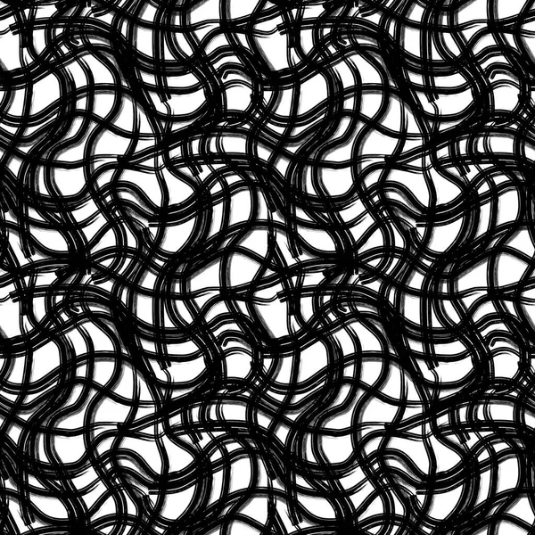 Черные Горизонтальные Вертикальные Волны Белом Фоне Бесшовный Повторяемый Векторный Шаблон — стоковый вектор