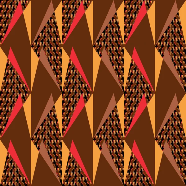 Художественный Коричневый Красный Оранжевый Геометрический Дизайн Структурой Треугольниками Бесшовный Повторяемый — стоковый вектор