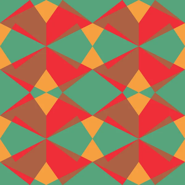Abstract Pattern Green Red Orange Seamless Repeatable Symmetric Vector — стоковый вектор