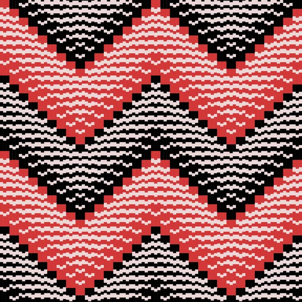 Rood Zwart Zigzag Ontwerp Witte Achtergrond Naadloos Herhaalbaar Vectorpatroon Interessante — Stockvector