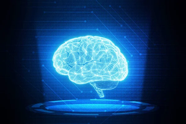 3Dレンダリングされた現代の脳を持つ人工技術の概念の背景 人工知能の背景 — ストック写真