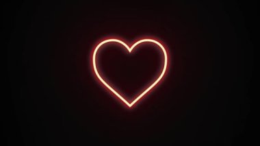 Neon Parlayan Kalp Animasyonu ve Dark Black arka planında 4K yanıp sönen ışıklar. Valentine ve Love konsepti kusursuz animasyon döngüsü arkaplanı