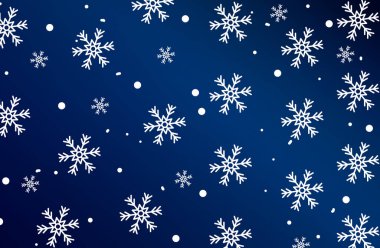 Güzel Kar yağışlı Soyut Arkaplan Mavi Gradyan 'da kar taneleriyle