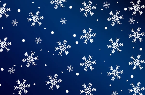 美しい雪が降るアブストラクト雪の結晶を持つ青グラデーションの背景 — ストック写真