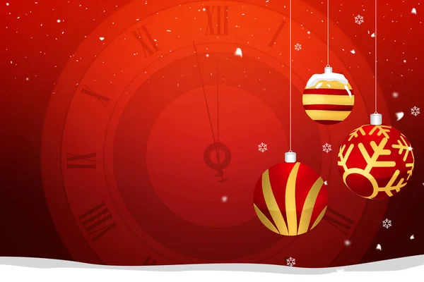 Νέο Έτος Και Χριστούγεννα Concept Banner Ιστορικό Ρολόι Και Νιφάδες — Φωτογραφία Αρχείου