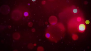 Kırmızı Noel Bokeh ve Kar yağışlı konsept arka plan animasyonu 4K Parlayan Bokeh ışıkları