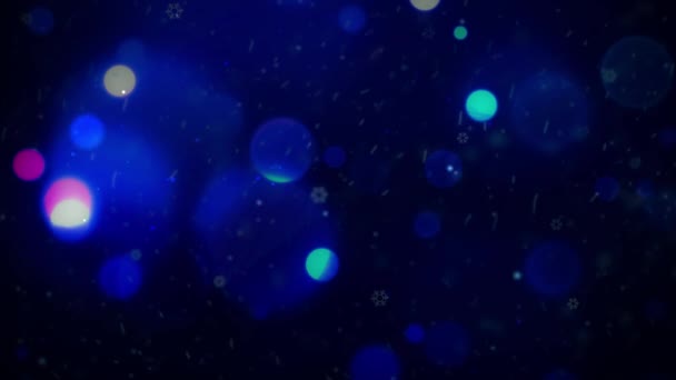 Mutlu Noeller Mutlu Yıllar Animasyon Arkaplanı Kar Yağışı Bulanık Işıklarla — Stok video