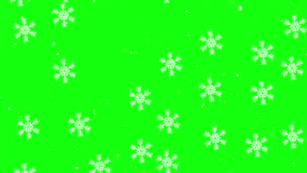 Snö Faller Och Snöflingor Grön Skärm Animation Sömlös Loop — Stockvideo