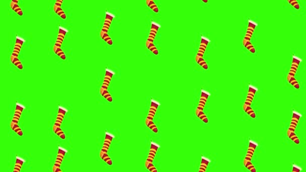 Christmas Socks Falling Sky Animatie Groen Scherm Abstracte Kerst Animatie — Stockvideo