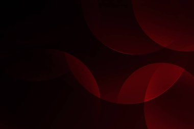 Koyu renk arkaplanı olan soyut kırmızı halkalar. Yeni moda minimalist kavram arka planı