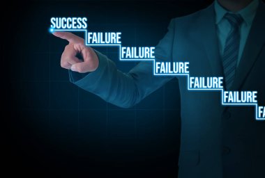 Neon Parlayan Işıklar Merdivenlerinde Başarı Adımları, başarı ve başarısızlık. Başarısız Adımlarla Soyut Başarı İmza Arkaplanı