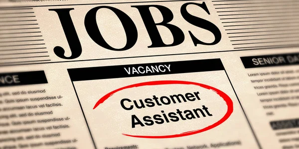 Customer Assistant Job Banner Newspaper Modern Abstract Job Posting Concept — 图库照片