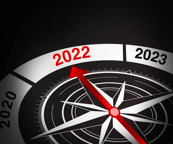 2022 Újévi Koncepció Üzleti Háttér Iránytűvel Piros Tűvel Modern Újévi — Stock Fotó