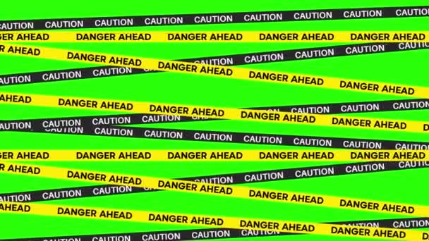Danger Ahead Caution Sign Line Animation Green Screen Danger Construction — Stock Video
