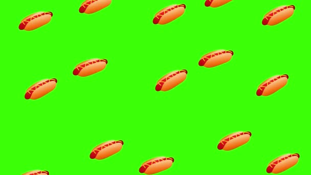 Hot Dogs Animação Seamless Loop Com Tela Verde Abstrato Hot — Vídeo de Stock