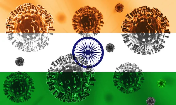 New Coronavirus Variant Hitting India Concept Background Indian Flag Covid — Foto de Stock