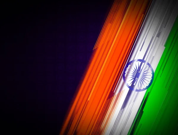摘要具有国旗色彩和发亮灯光的印度爱国背景 现代自由空间印度国旗 — 图库照片
