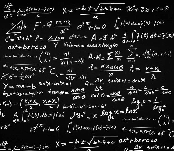 Hand Written Mathematical Equations Written Blackboard White Marker Abstract Math — Stock Photo, Image