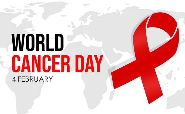 Dia Mundial Câncer Resumo Fundo Com Fita Vermelha Mapa Mundial — Fotografia de Stock