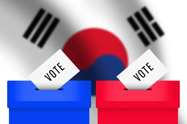 Boîtes Vote Devant Drapeau Sud Coréen Contexte Concept Des Élections — Photo