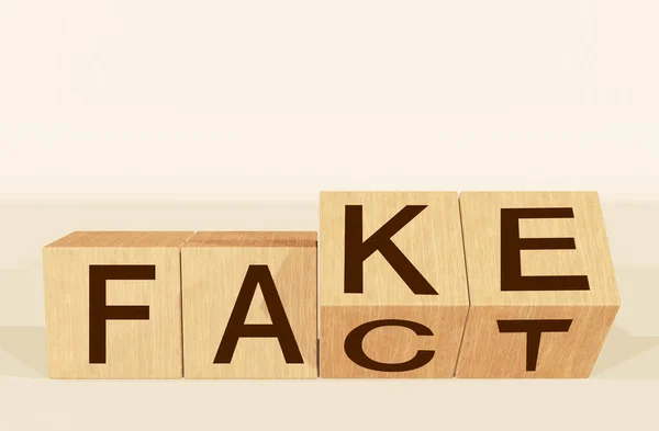 Fake Fact Rendered Wooden Blocks Brown Color Abstract Background Conceptual — Stock Photo, Image