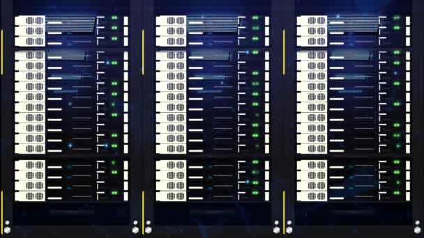 Computer Server Rete Una Sala Tecnologica Con Luci Lampeggianti Plesso — Video Stock